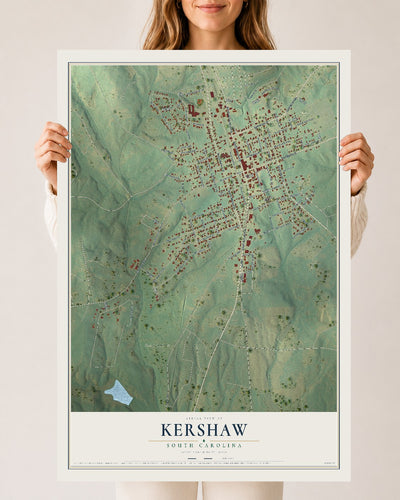 Map of Kershaw, South Carolina, 24 x 36 inch unframed archival matte print