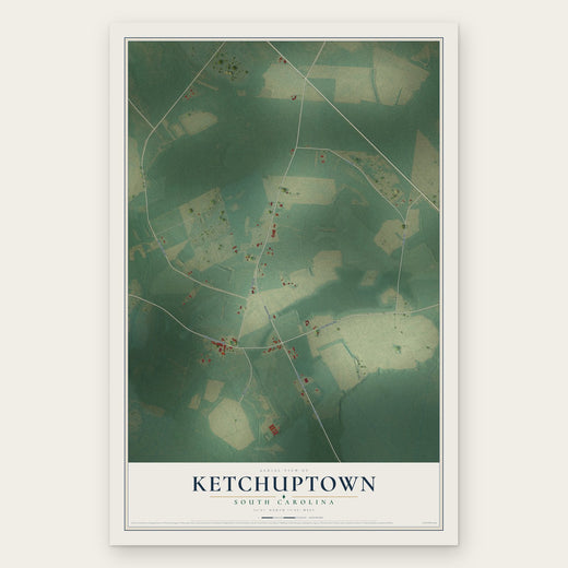 Ketchuptown, South Carolina map print, the full design