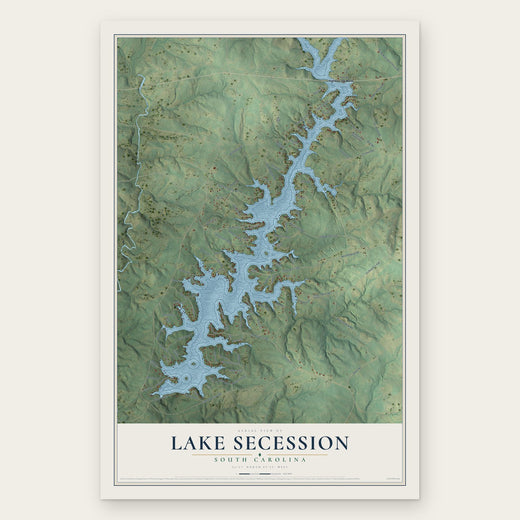Lake Secession, South Carolina map print, the full design