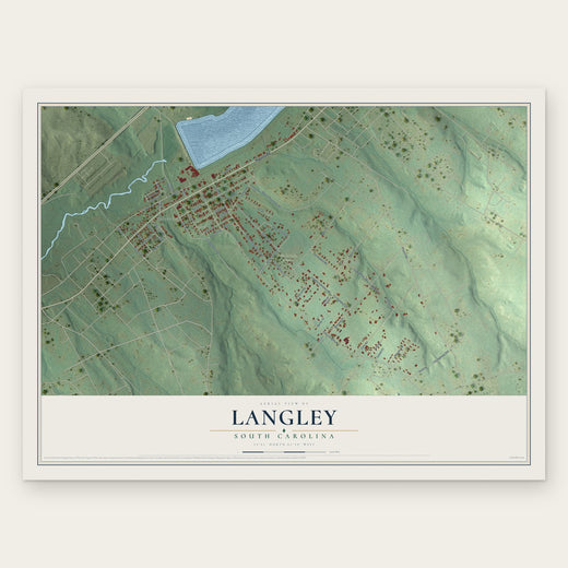 Langley, South Carolina map print, the full design