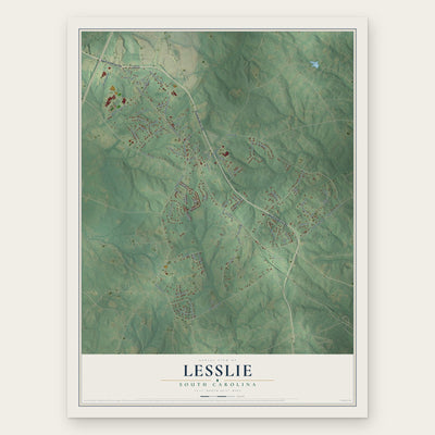 Lesslie, South Carolina map print, the full design