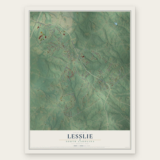 Lesslie, South Carolina map print, the full design