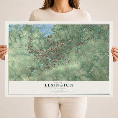 Map of Lexington, South Carolina, 18 x 24 inch unframed archival matte print