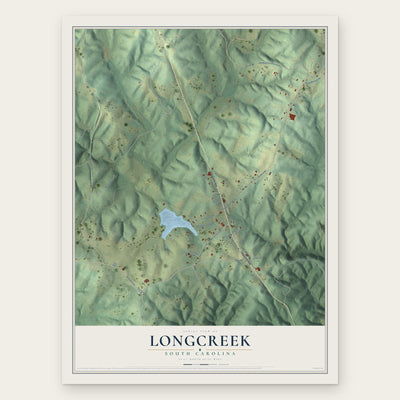Longcreek, South Carolina map print, the full design