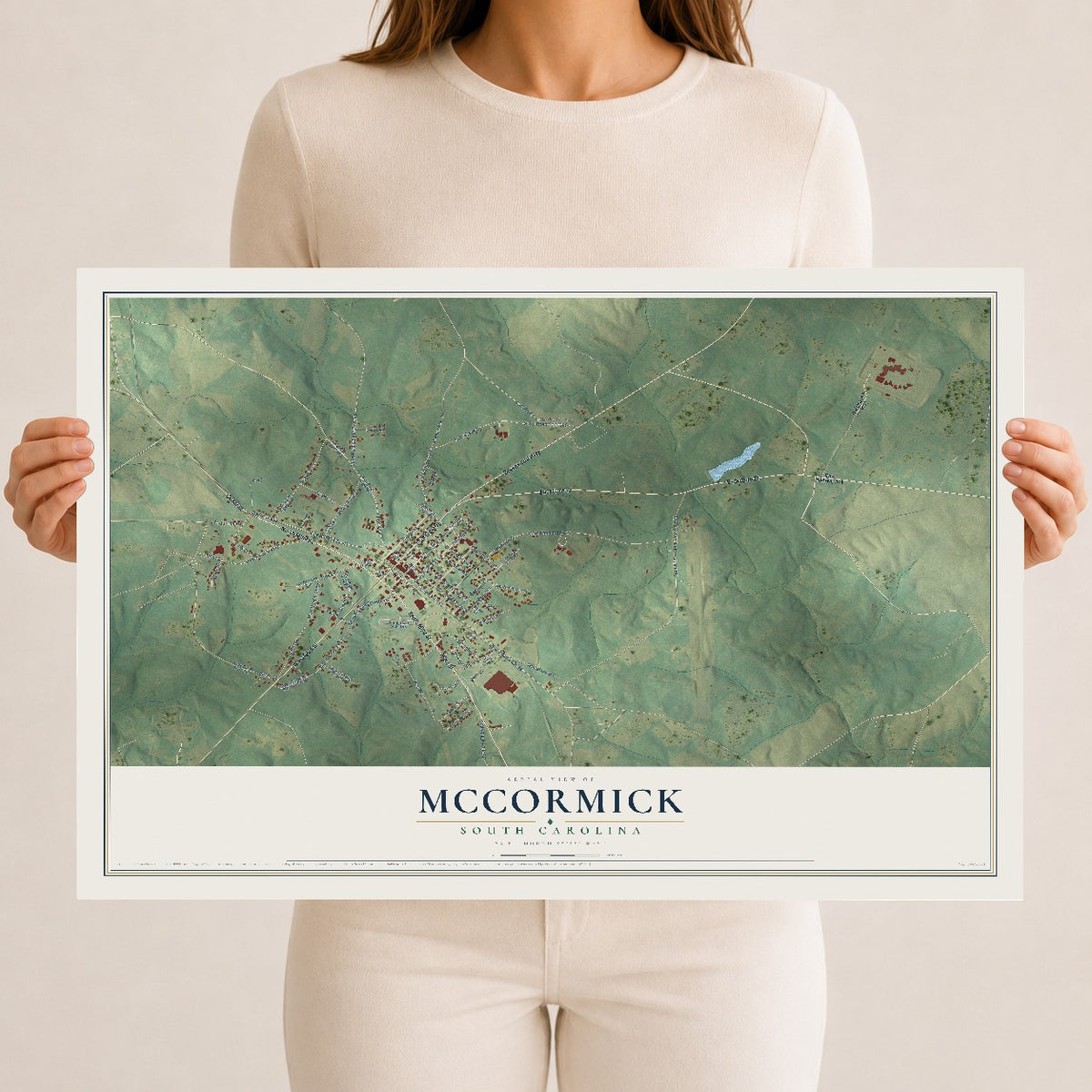 Map of McCormick, South Carolina, 12 x 18 inch unframed archival matte print