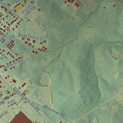 Second close-up of the map of McCormick, South Carolina print showing more streets and buildings