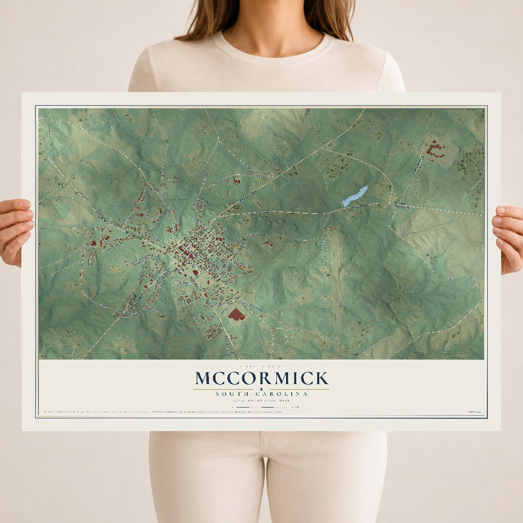 Map of McCormick, South Carolina, 18 x 24 inch unframed archival matte print