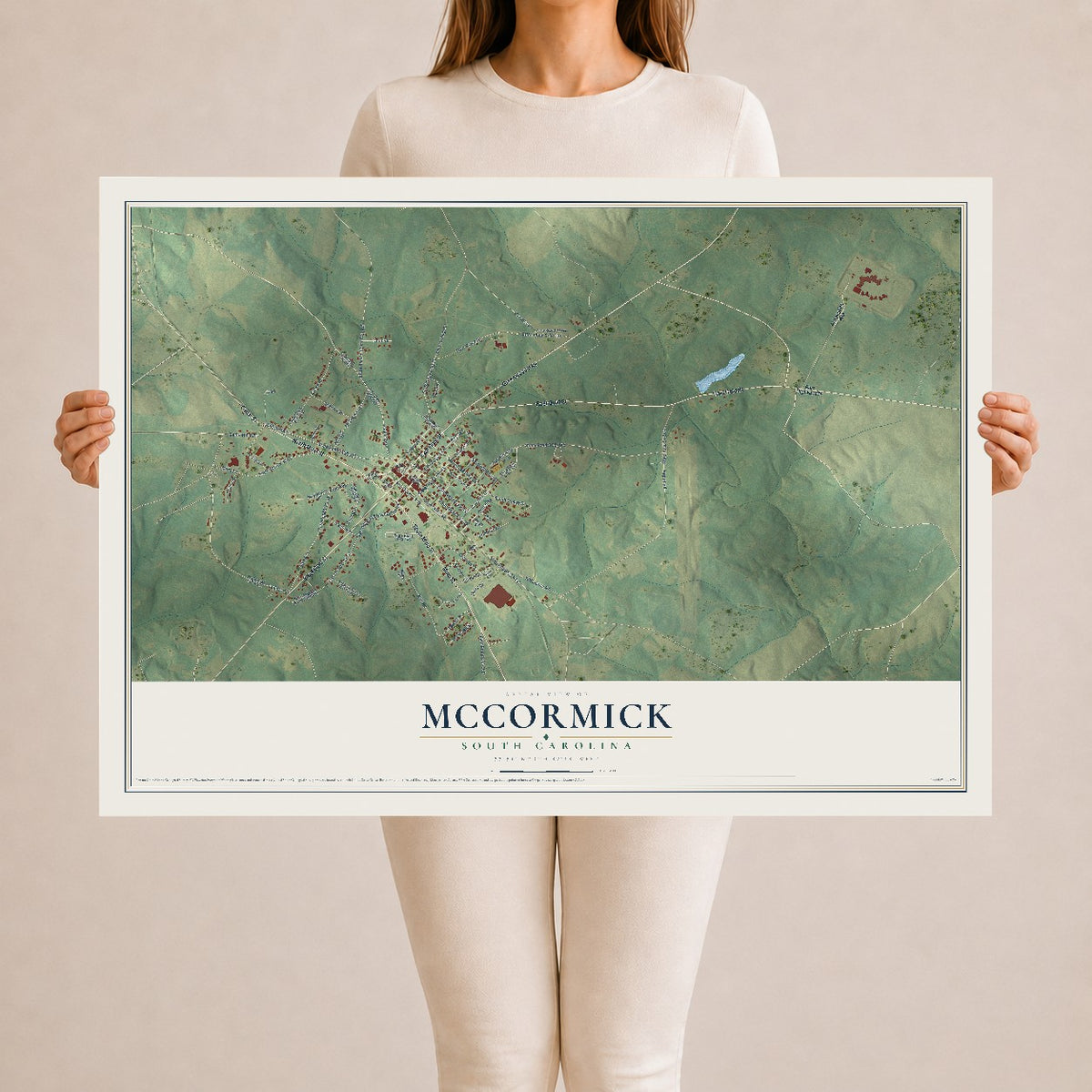 Map of McCormick, South Carolina, 24 x 36 inch unframed archival matte print
