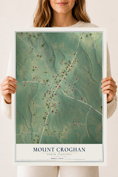 Map of Mount Croghan, South Carolina, 18 x 24 inch unframed archival matte print