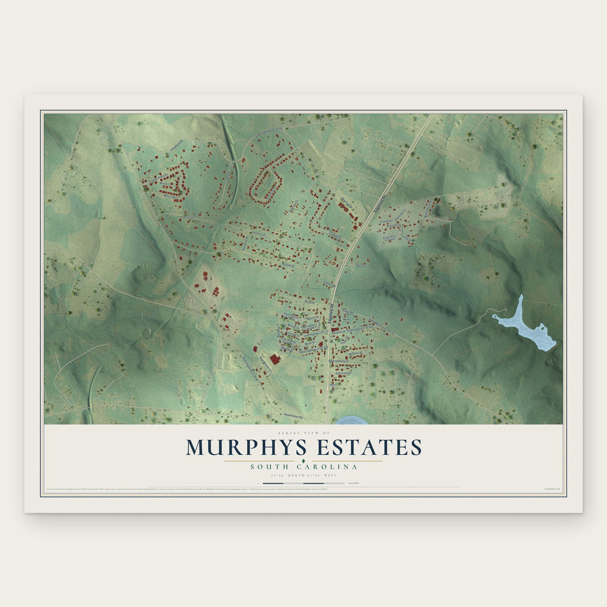 Murphys Estates, South Carolina map print, the full design