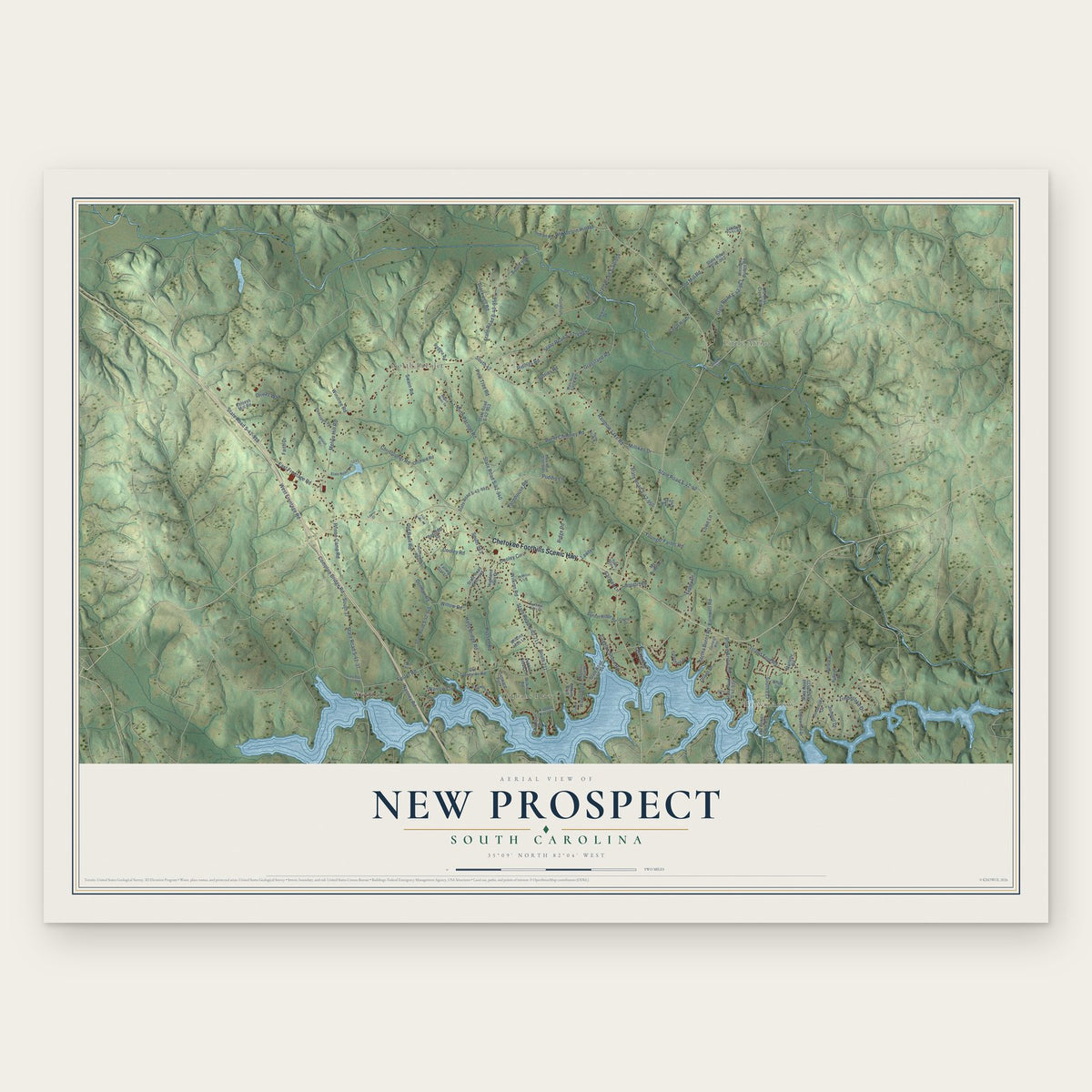 New Prospect, South Carolina map print, the full design