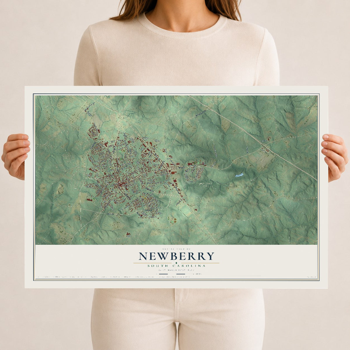 Map of Newberry, South Carolina, 12 x 18 inch unframed archival matte print