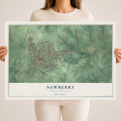 Map of Newberry, South Carolina, 18 x 24 inch unframed archival matte print