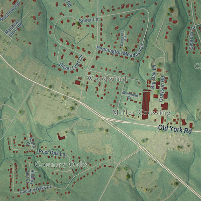 Close-up of the map of Newport, South Carolina print showing street and building detail