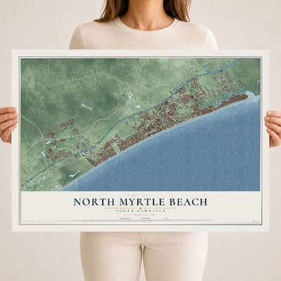 Map of North Myrtle Beach, South Carolina, 18 x 24 inch unframed archival matte print