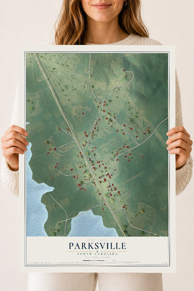 Map of Parksville, South Carolina, 18 x 24 inch unframed archival matte print