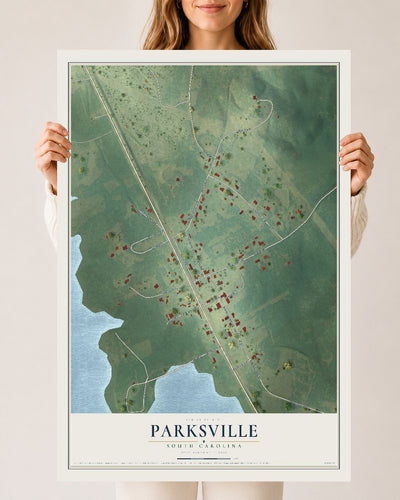 Map of Parksville, South Carolina, 24 x 36 inch unframed archival matte print