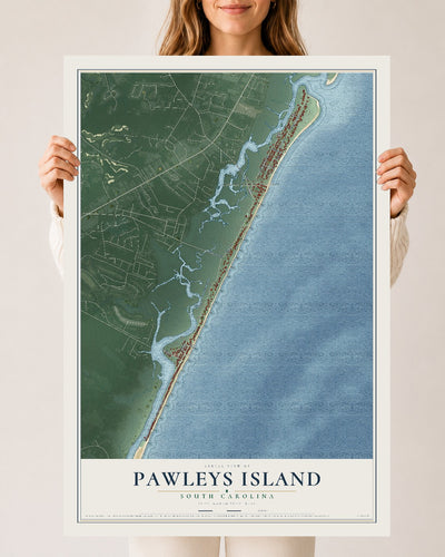 Map of Pawleys Island, South Carolina, 24 x 36 inch unframed archival matte print