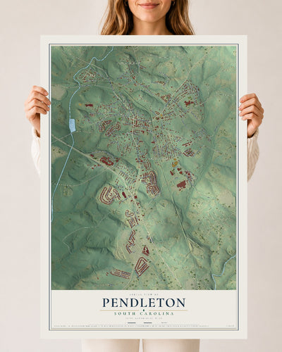 Map of Pendleton, South Carolina, 24 x 36 inch unframed archival matte print