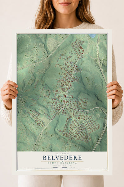 Map of Belvedere, South Carolina, 18 x 24 inch unframed archival matte print
