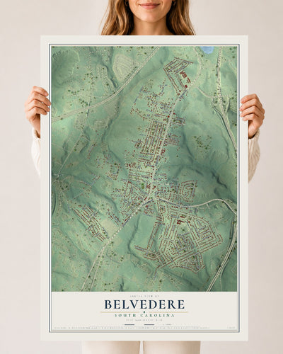 Map of Belvedere, South Carolina, 24 x 36 inch unframed archival matte print