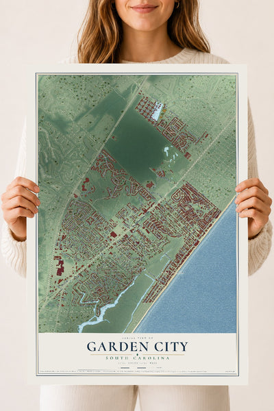 Map of Garden City, South Carolina, 18 x 24 inch unframed archival matte print