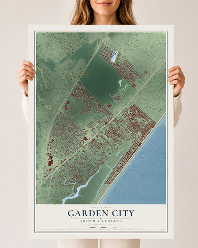 Map of Garden City, South Carolina, 24 x 36 inch unframed archival matte print