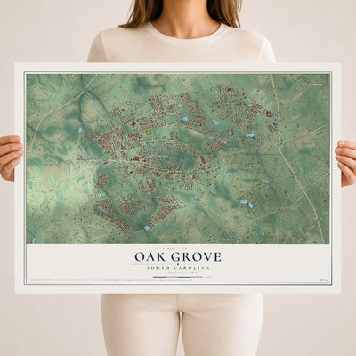 Map of Oak Grove, South Carolina, 18 x 24 inch unframed archival matte print