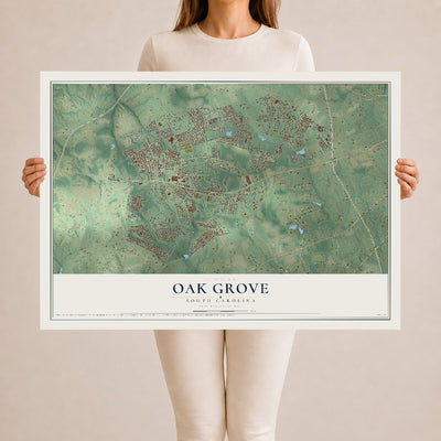 Map of Oak Grove, South Carolina, 24 x 36 inch unframed archival matte print