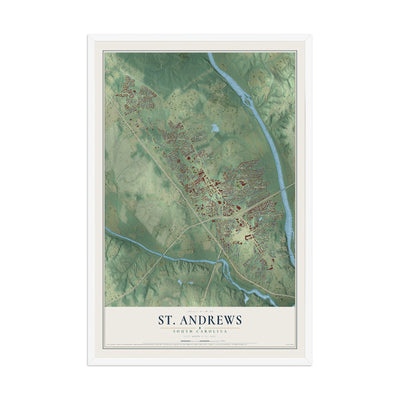 Map of St. Andrews, South Carolina, 12 x 18 inch print in a white wood frame