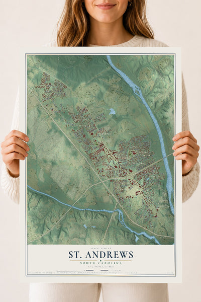 Map of St. Andrews, South Carolina, 18 x 24 inch unframed archival matte print