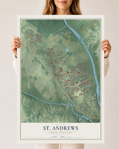Map of St. Andrews, South Carolina, 24 x 36 inch unframed archival matte print