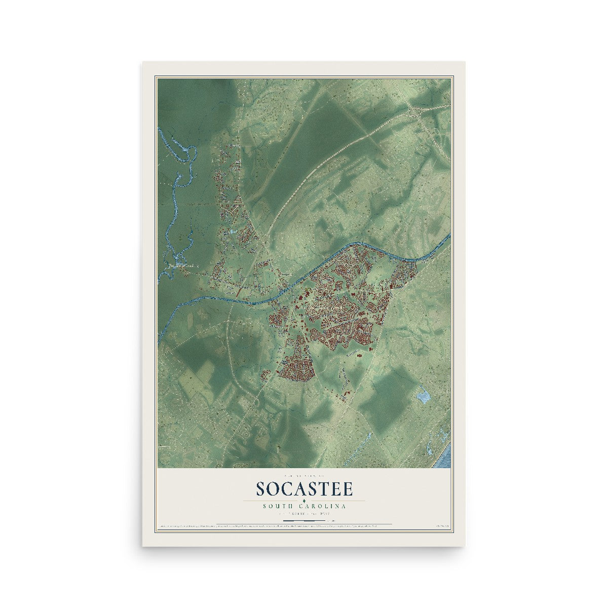 Map of Socastee, South Carolina, 12 x 18 inch unframed archival matte print