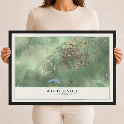 Map of White Knoll, South Carolina, 12 x 18 inch print in a black wood frame