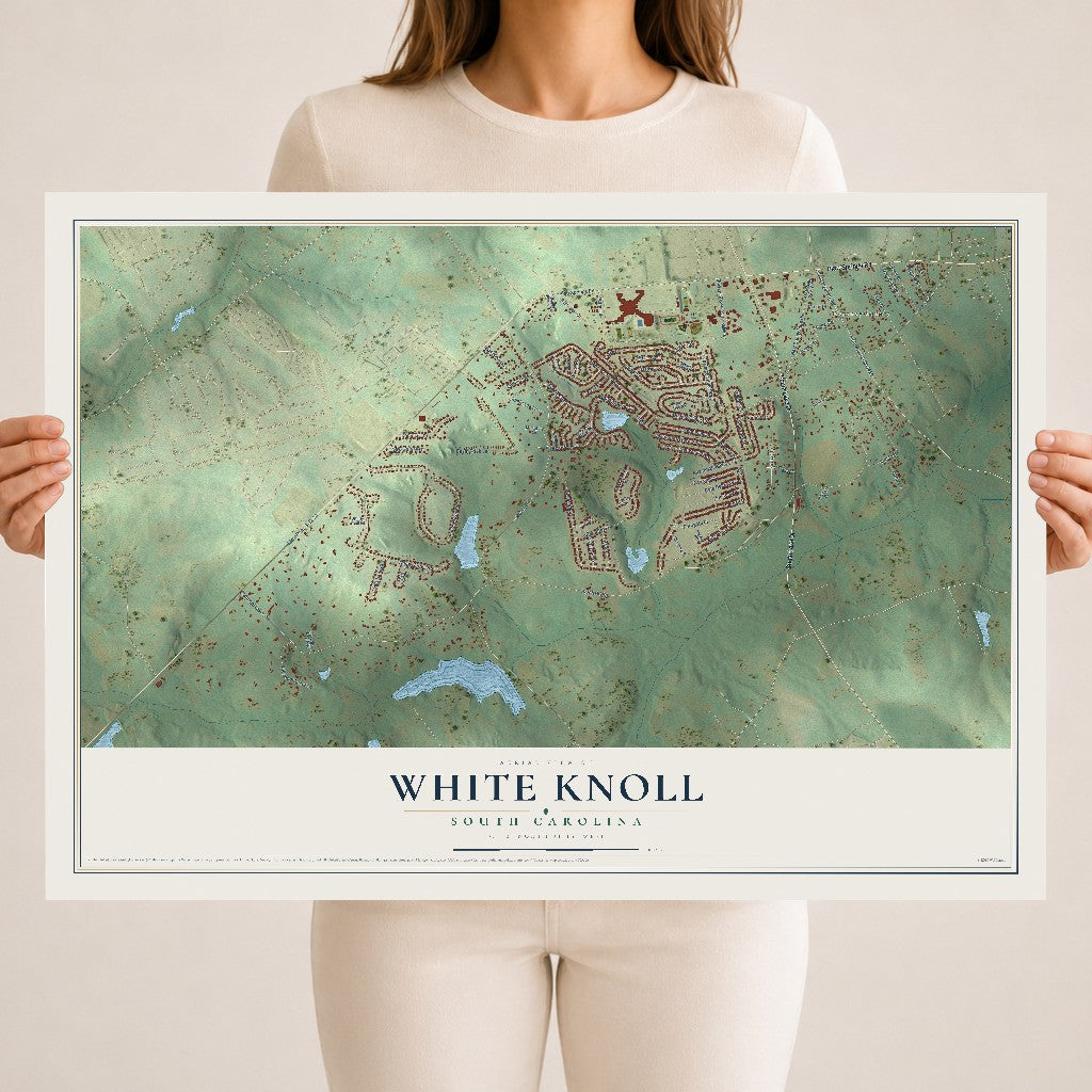 Map of White Knoll, South Carolina, 18 x 24 inch unframed archival matte print