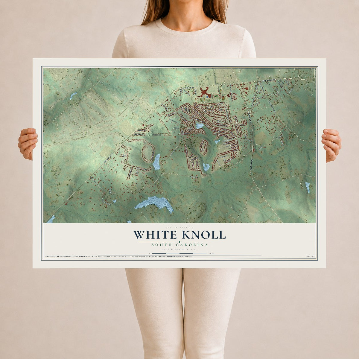 Map of White Knoll, South Carolina, 24 x 36 inch unframed archival matte print