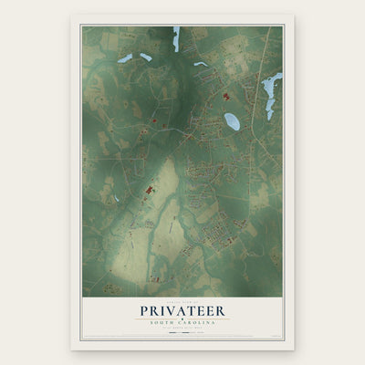 Privateer, South Carolina map print, the full design