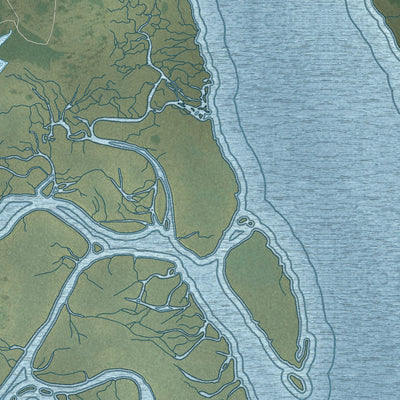 Second close-up of the map of Ridgeland, South Carolina print showing more streets and buildings