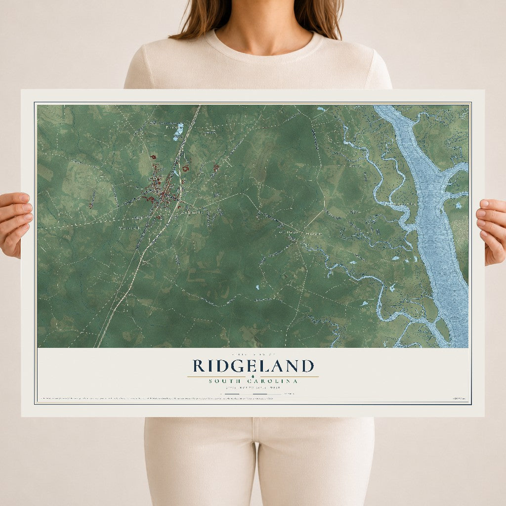 Map of Ridgeland, South Carolina, 18 x 24 inch unframed archival matte print