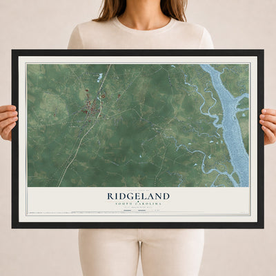 Map of Ridgeland, South Carolina, 18 x 24 inch print in a black wood frame