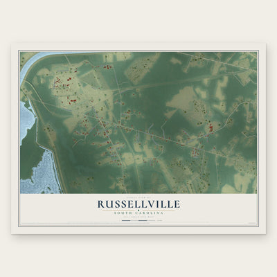 Russellville, South Carolina map print, the full design