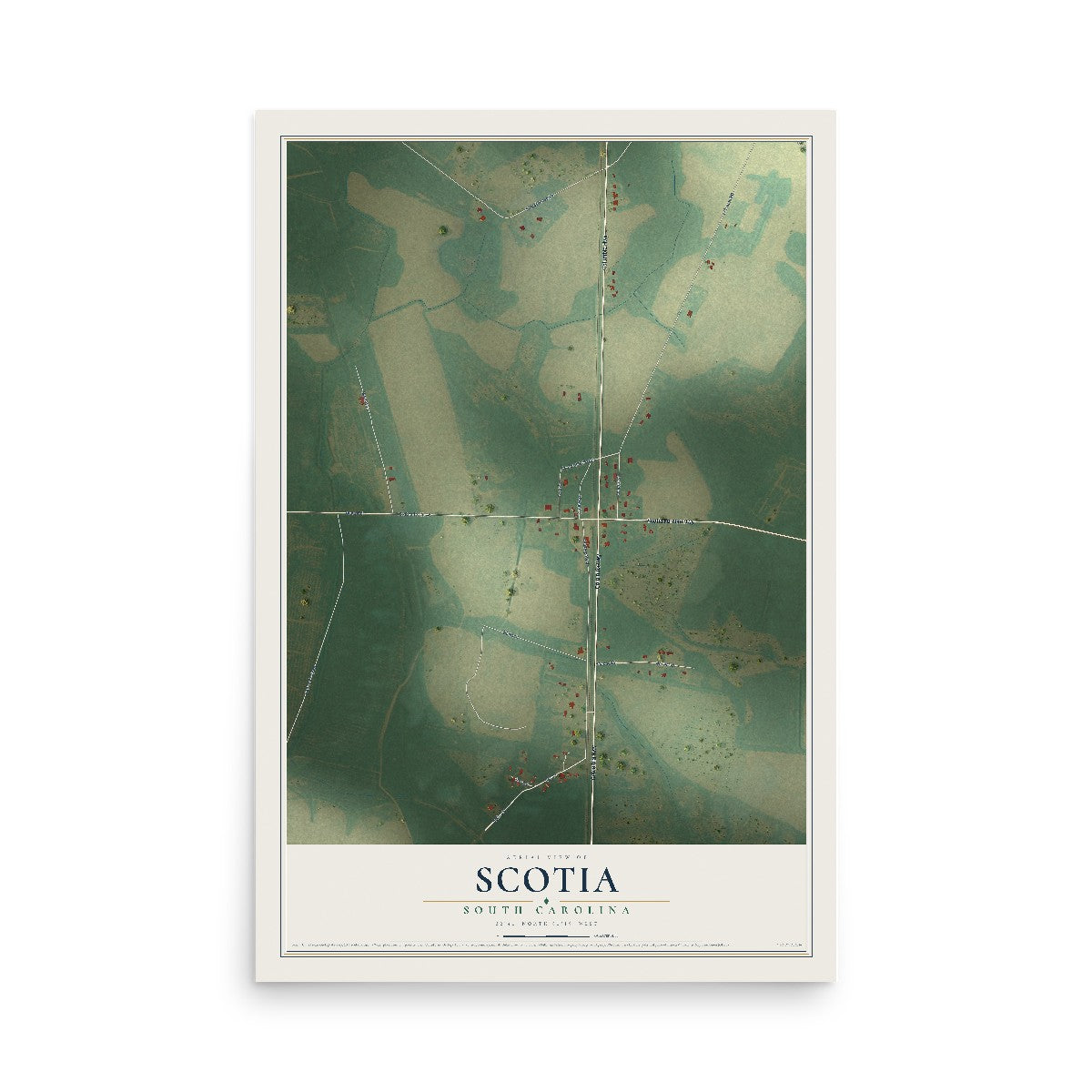 Map of Scotia, South Carolina, 12 x 18 inch unframed archival matte print