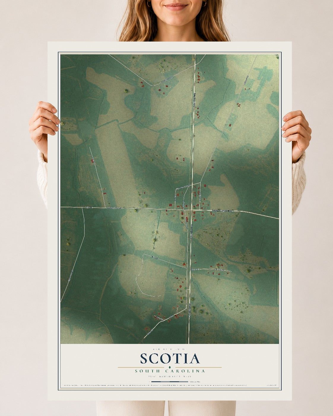 Map of Scotia, South Carolina, 24 x 36 inch unframed archival matte print