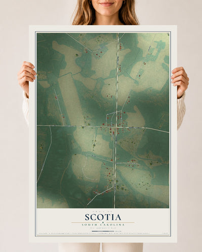 Map of Scotia, South Carolina, 24 x 36 inch unframed archival matte print