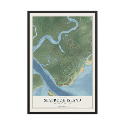 Map of Seabrook Island, South Carolina, 12 x 18 inch print in a black wood frame