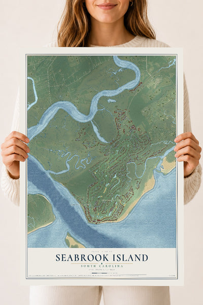 Map of Seabrook Island, South Carolina, 18 x 24 inch unframed archival matte print