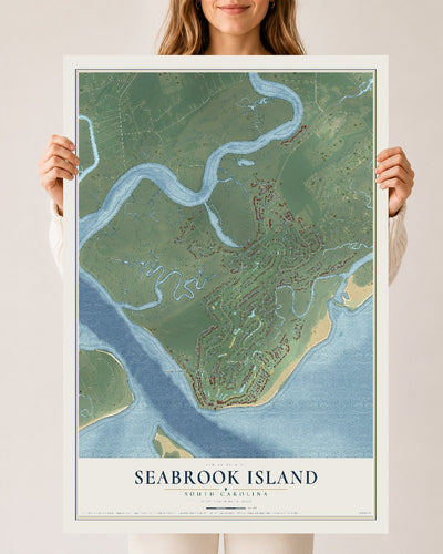 Map of Seabrook Island, South Carolina, 24 x 36 inch unframed archival matte print