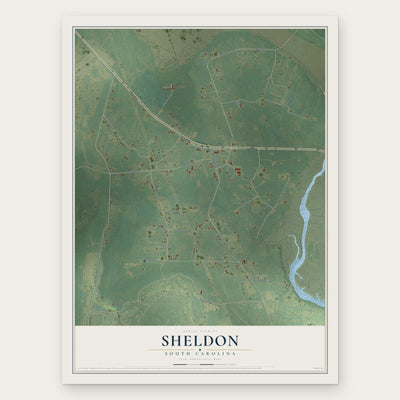 Sheldon, South Carolina map print, the full design