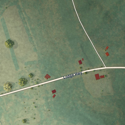 Second close-up of the map of Smoaks, South Carolina print showing more streets and buildings