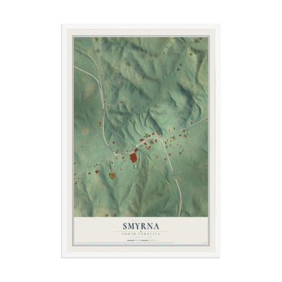 Map of Smyrna, South Carolina, 12 x 18 inch print in a white wood frame